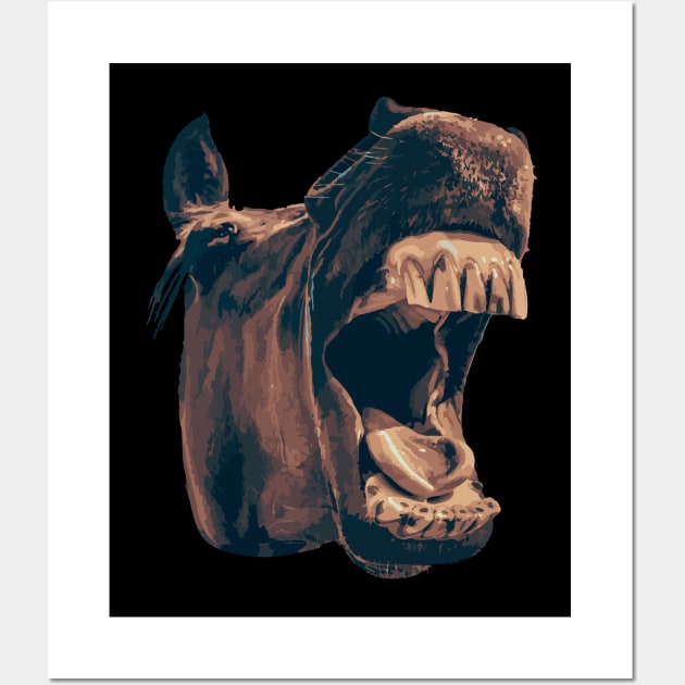 Funny Yawning Horse Wall Art by AnimalCreativeStore